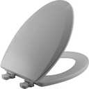 Bemis 1500EC 162 Wood Toilet Seat with Easy Clean & Change Hinges, Elongated, Silver