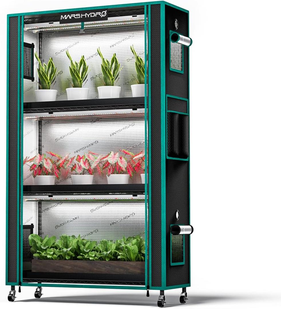 MARS HYDRO Indoor Greenhouse with Grow Light
4 Tier Seed Starting Shelf with 150W Full Spectrum LED Lights for Vegetables, Herbs and Indoor Plants, 37×14×59''
