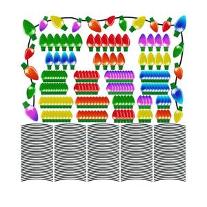 340PCS Christmas Car Refrigerator Decorations  165 Reflective Bulb Light Shaped Magnets 175 Magnetic Wires Ornaments Set Xmas Holiday Cute Decor
