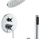 Shower System with Tub Spout, Bathtub Shower Faucet Set, 8" Rain Shower Head and Handheld Spray Combo, Round Shower Head and Handle Set with Tub Spout (Valve Included), Polished Chrome