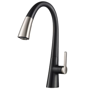 Kraus Nolen Spot Free Stainless/Matte Black Single Handle Deck-mount Pull-down Kitchen Faucet with Sprayer ( Deck Plate Included )