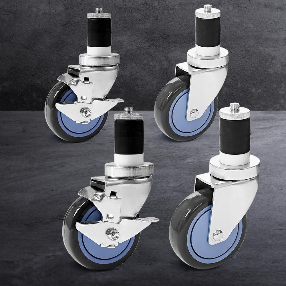 Simplus 4" Swivel Castor Wheels for Kitchen Bench Trolley Prep Table w Brake Set of 4