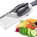 ZKIRON Multi Handheld Mandoline Slicer - Adjustable Stainless Steel Blade, Comfort Grip, Safety Features, Easy to Clean, Ideal for Speedy Slicing of Fruits and Vegetables (Gray)