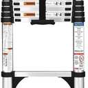 Soctone Telescoping Ladder 8.5 FT, Retraction Aluminum Extension Ladder with 2 Triangle Stabilizers, Multi-Purpose Ladder with Slow Down Design, 330lbs Max Capacity for House Daily Life