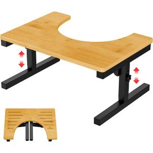 Foldable Bamboo Toilet Stool Squat, Height Adjustable 7" /8"/9" S Bathroom Squatting Poop Stool, Collapsible Potty Step Stool with Non-Slip Mat for Adults Kids Children