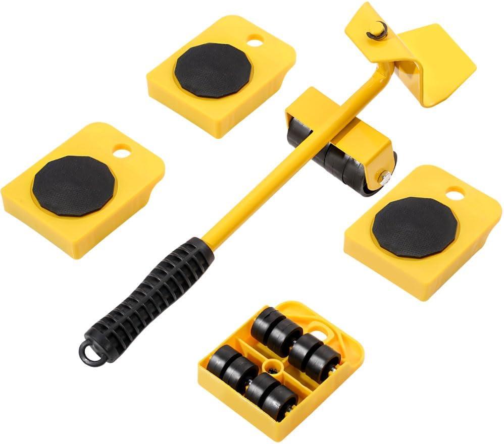 Vivicreate Furniture Lifter Mover Tool Set with Wheels Heavy Duty Moving Dolly Kit for Sofa Bed Cabinet Washing Machine Appliance Sliders Rollers Easy Moving Tool llantas para Mover muebles (Yellow)