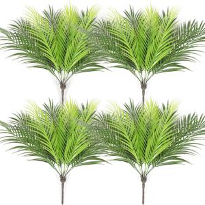 Artificial Palm Plants Leaves Imitation Fake Palm Tree Leaves Decor Greenery Faux Tropical Faux Plants Fronds for Home Garden Hawaiian Party Jungle Party Decor(4 Pieces)