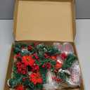 Ceenna Set of 16 Christmas Candle Rings Wreaths Pine Garland Red Berry Poinsettia and Artificial Berries Pine Garland Candle Ring Holder for Christmas Wedding Home Table Centerpiece Party