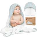KeaBabies Hooded Baby Towel for Newborn - Viscose Derived from Bamboo Large Baby Bath Towels with Hood for Boys, Girls, Toddler, Extra Absorbent & Soft Newborn Bath Essentials (Lunaris) (Regular 35x35)
