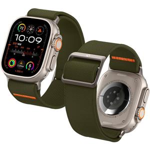 Spigen Lite Fit Ultra Strap Designed for Apple Watch Band Compatible with Ultra 3/2/1 49mm, Series 11/10 46mm, 9/8/7 45mm, SE3/SE2/SE/6/5/4 44mm, 3/2/1 42mm Nylon Solo Loop - Khaki