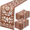 Hahafelt 12 Pcs Mexican Talavera Cielito Lindo Table Runner 71 x 13'' Linen Baby Shower Home Decor Traditional Cinco De Mayo Dia De Los Muertos Day of The Dead Fiesta Party Decoration Supplies (Brown)