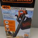 BLACK+DECKER Leaf Blower Cordless Leaf Vacuum and Mulcher Combo Kit, Battery and Charger Included, 40V 120 mph Air Speed, 6-Speed Dial, Built-in Scraper with Collection Bag (LSWV36)