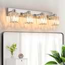 4 Light Crystal Bathroom Light Fixtures Chrome Vanity Lights Modern Bathroom Wall Sconces for Mirror Kitchen Living Room Hallway Porch