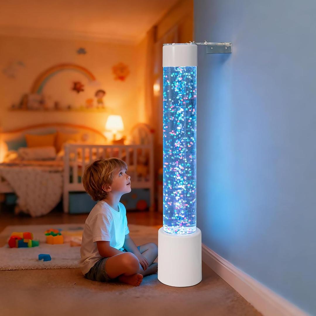 Sensory Bubble Tube Floor Lamp - Compatible with Multiple Controllers,Color-Changing LED Mood Light,Multi-Color Visual Effects, Calming Aquarium Decor for Sensory Rooms (3.5FT Jumble Bead Bubble Lamp)