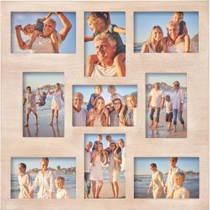 Collage Picture Frames 4x6, 4x6 Brown Picture Frames Collage for Wall Decor 9-Openings, Multi Family Photo for Gallery Decor, Hanging Display Or Tabletop Stand for Living Room