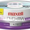 DVD+RW Discs, 4.7GB, 4X, Spindle, Silver, 15/Pack, Sold as 1 Package