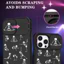 (2in1 for iPhone 12 Pro Max Case Skull for Women Cute Skeleton Yoga Phone Cover Funny Ghost Horror Design with Slide Camera Cover Protective Cool Black Teen Cases for iPhone 12 ProMax 6.7''