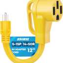 Kohree 50 amp to 110V Adapter RV Plug, 15 Amp Male to 50 Amp Female RV Power Adapter Cord 12", NEMA 5-15P to 14-50R RV Dogbone Electrical Adapter