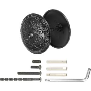 PATIKIL Door Hole Cover Plate, 2 Inch Zinc Alloy Flower Round Deadbolt Knobs Fixing Cover with Hex Wrench Fits Doors 2" to 4-3/4" Thick for Hole Filling Decoration, Black