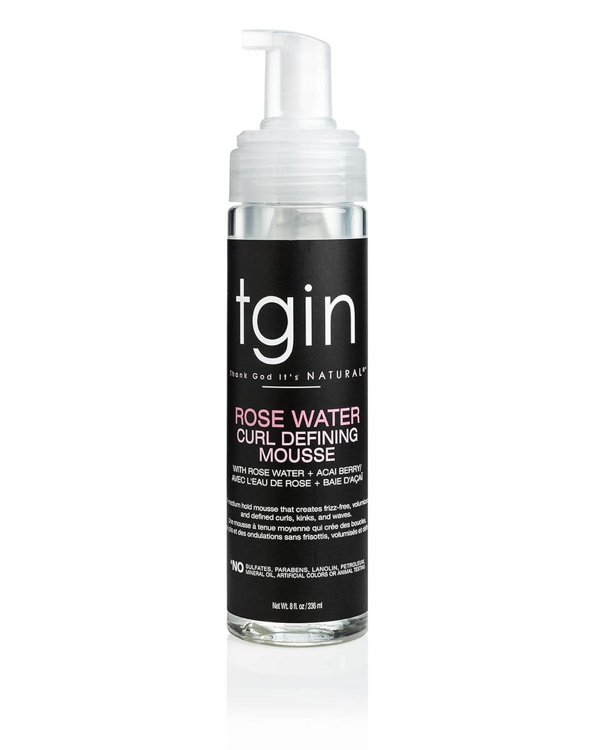 tgin Rose Water Curl Defining Mousse  Curly Hair Products with Lightweight Hold  Moisturizes and Defines Waves Without Crunch  Hair Mousse Without Paraben & Sulfate  8 Fl Oz