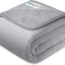 PetAmi Waterproof Dog Blanket for Large Dog, Calming Pet Blanket Bed Couch Cover Protector, Washable Sherpa Faux Fur Throw for Sofa Furniture Protection, Soft Fluffy 60x80 Light Gray