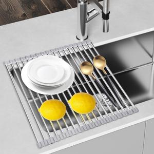 Extendable Dish Drainer for Sink Foldable Kitchen Drainer Rack Stainless Steel Dish Drainer Rack for Sink Kitchen Sink Accessories for Drying Cutlery 18 x 13 cm
