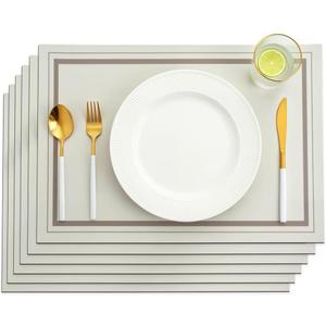 Placemats Set of 6,Faux Leather Placemats,Waterproof - Wipe Clean - Heat Resistant Anti-Slip placemats,Suitable for Indoor - Outdoor - Parties 16.1412.2