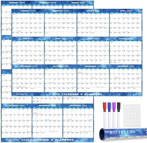 32" x 48" 2026 Wall Calendar Erasable Starry Sky, Wet & Dry Erase Large Laminated Annual Yearly Planner - 12 Month Horizontal/Vertical Calendar January to December for Easy Planning, Organizing (13 pack)