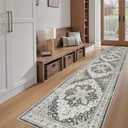 Madane Runner Rugs for Hallway 2x10 Long Washable Non-Slip Hallway Runner Rug Low-Pile Stair Kitchen Runner Soft Throw Carpet for Entrance Living Dining Laundry Room (Black, 2 x 10)