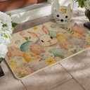 Artoid Mode Rabbit Bunny Eggs Leaves Flowers Easter Doormat, Home Decor Low-Profile Switch Rug Door Mat Floor Mat for Indoor Outdoor 17x29 Inch