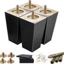Wood Furniture Legs 5 inch Sofa Legs Pack of 4,Black Square Couch feet Mid Century Chair Legs,Sofa Replacement Parts,for Dresser, Sideboard, Recliner, Coffee Table