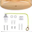 Arturesthome 7" Wood Ceiling Canopy Light Kit Rewind Single Hole with Hardware, Ceiling Plate for Pendant Lighting Chandelier, Screw Fixing on Both Sides (7.08 Inch)