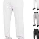Rawlings Men's Semi-Relaxed Full Length Baseball Pants | Adult Sizes | Solid | (White, M)