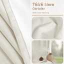 LAMIT Ivory 100% Blackout Linen Curtains 48 Inches Long, Linen Textured Living Room Kitchen Curtains Full Room Darkening Back Tab and Rod Pocket Panels with White Liner, 2 Panels, 34 x 48 Inch