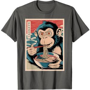 Ramen Japanese Funny Kawaii Monkey Graphic Mens Gifts Anime T-Shirt, 2 XL