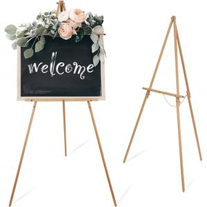 Wooden Easel Stand for Wedding Sign Poster Picture 63'' Beech Wood Display Easel for Floor Adjustable Painting Easel for Canvas, Natural 