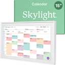 Skylight Calendar: 15-inch Wall Planner Digital Calendar & Chore Chart, Smart Touchscreen Interactive Display for Family Schedules Wall Mount Included, Great for Organizing Your 2025 Calendar, White