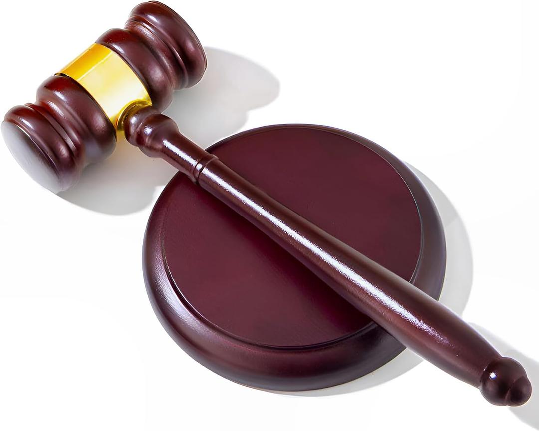 Perfect Desk Accessory, Wooden Gavel and Sound Block Set for Lawyers, Judges, Chairmen of The Board Auction, Club Presidents