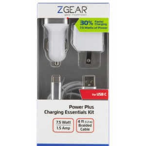 ZGear Power Plus Charging Essentials 3 Pc Kit 7.5Watt 4Ft