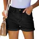 CHICZONE Womens Mid-High Rise Ripped Jean Shorts Distressed Stretchy Denim Shorts L