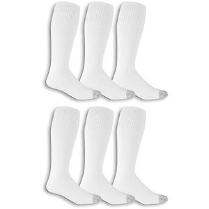 Fruit Of The Loom Men's 6 Pack Over The Calf Tube Socks, White, Sock Size:10-13/Shoe Size: 6-12