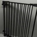 Mumeasy 29.5-43.3" Baby Gate for Stairs, No Bottom Bar Dog Gate with Removable Door & Slide-Adjust Drill Mount, Extra Wide Stairway & Hallway Walk Thru Pet Safety Gate for Doorways, Kitchen (Black)