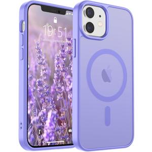 SUPFINE Magnetic for iPhone 12 Mini Case & iPhone 13 Mini Case (Compatible with MagSafe) (Military Grade Drop Protection) Slim Translucent Matte Shockproof Phone Cover,Purple