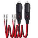 12V 24V Heavy Duty 14 AWG Male Plug Cigarette Lighter Adapter Cord [2 Pack] Cigarette Lighter Male Plug with 1ft Extension Cable with LED Light and 15A Fuse