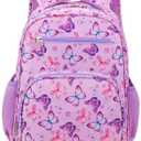 RHCPFOVR Kids Backpack for Girls - Girls Backpack 3-8 Ages Butterfly for Kids 15 Inch School Bookbag for Kindergarten Elementary School Bookbag for Girl 1st 2nd Grade