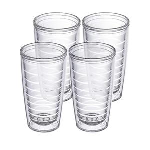Homestead Choice 16oz Insulated Tumblers Plastic Keeps Drinks Cold & Hot, 4pack Double Walled Clear Insulated Drinking Glasses Cup, BPA-Free, Reusable, Camping, Travel, Kitchen, Party