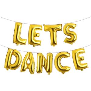 Letter Balloons - LETS DANCE 16" Inch Alphabet Letters Foil Mylar Balloon Kids Birthday Party Balloon Banner (LETS DANCE Gold)