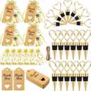 Buryeah 24 Set Wedding Heart Shaped Wine Stopper Party Favors Bulk Beverage Bottle Stopper Wine Cork Love Design Souvenirs for Guest with Sheer Bag Labels Rope Gift for Engagement Bridal Shower, Gold