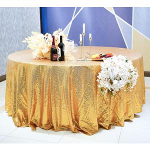 Gold Sequin Round Tablecloth 120'' - Dazzling Decorations for Weddings, Parties, Baby & Bridal Showers