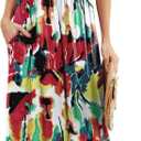 GRECERELLE Women Summer Casual Maxi Long Dress Short Sleeve Crew Neck with Pockets, Size S-3XL (M)